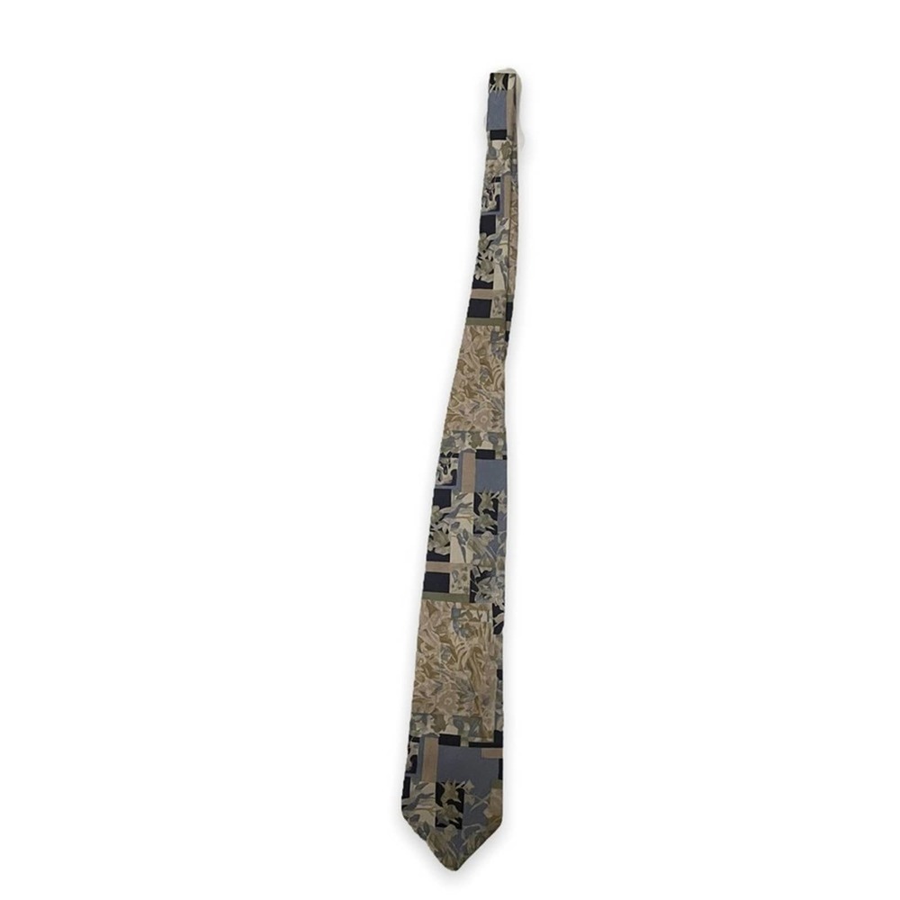 Ermenegildo Zegna Silk Floral Tie Blue Cream